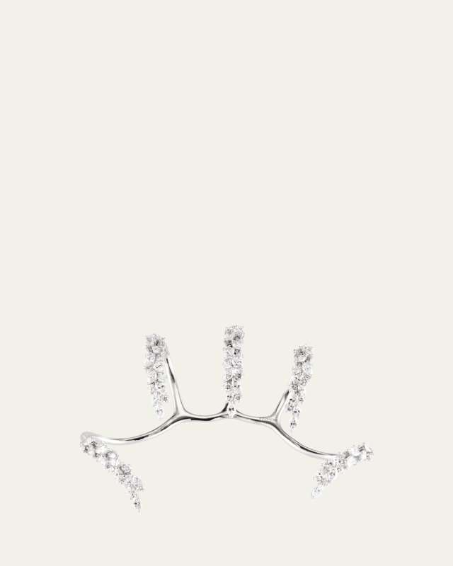 18K White Gold Round and Marquise Diamond Claw Handpiece